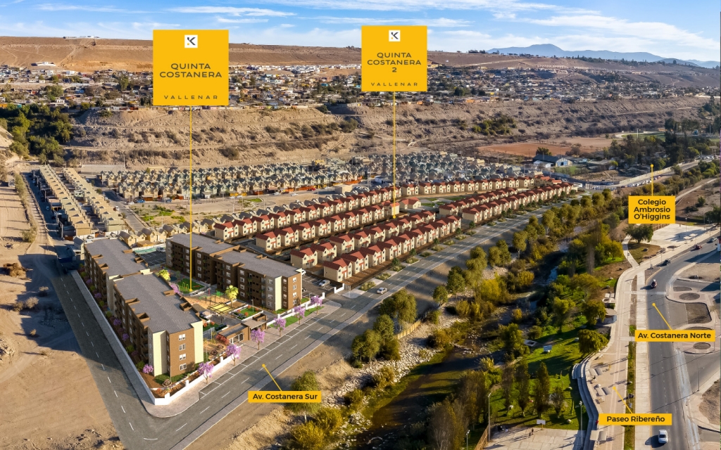 Condominio de departamentos en la ribera del río Huasco, con espectaculares vistas a la costanera. Subsidio DS19 en Vallenar